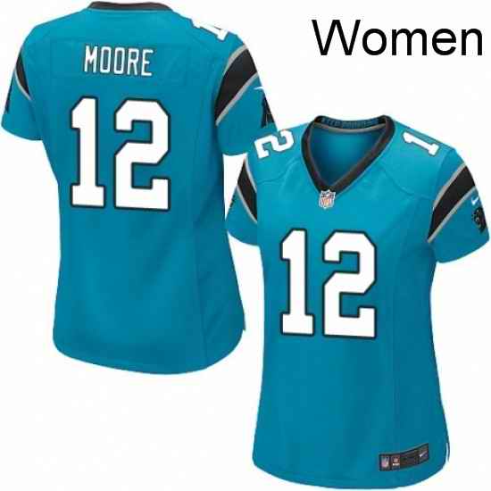 Womens Nike Carolina Panthers 12 DJ Moore Game Blue Alternate NFL Jersey